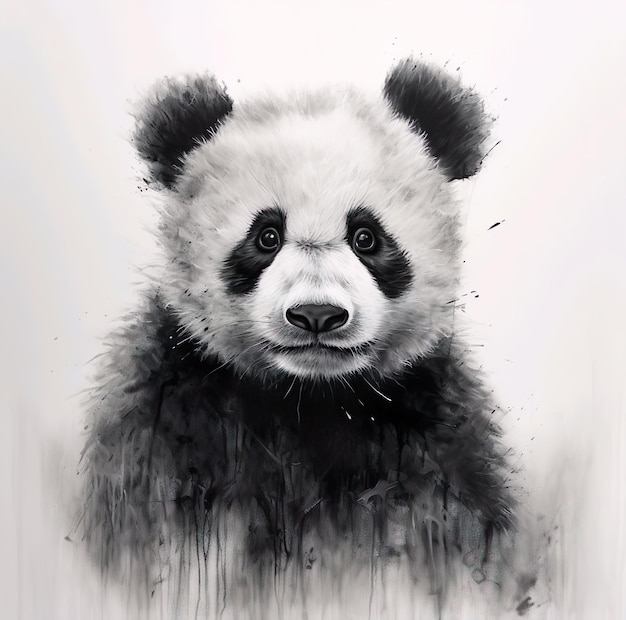 Foto illustrationsskizze eines pandas mit grauem hintergrund