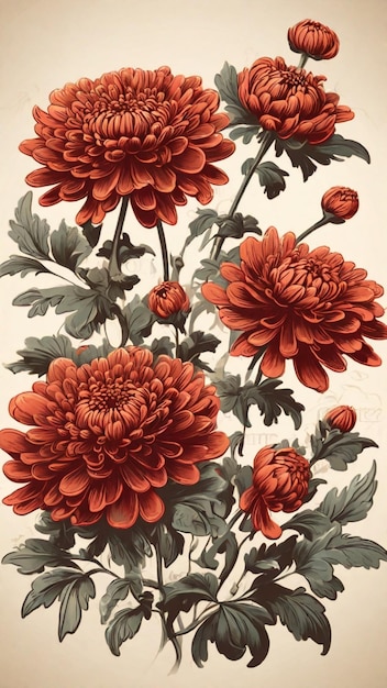 Illustrationsvektor aus dem Jahrgang Chrysanthemum