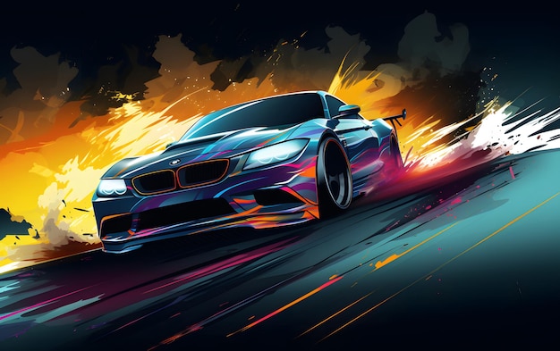 Illustrationsvektor Drift-Auto-Sport-Hintergrund