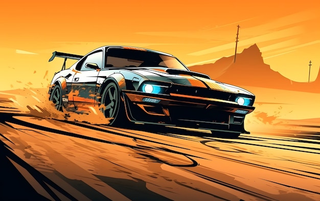 Illustrationsvektor Drift-Auto-Sport-Hintergrund