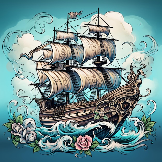 Illustrationsvektor für Piratenschiffe