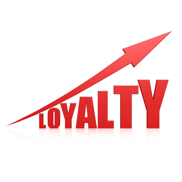 Foto illustriertes bild des loyalitätstexts und des pfeilsymbols