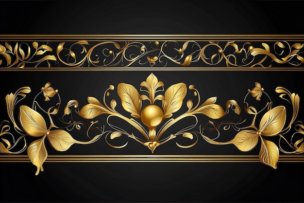 Foto illustriertes goldenes ornament gut für rahmen dekorative grenze mit schwarzem hintergrund siehe auch den rest der serie