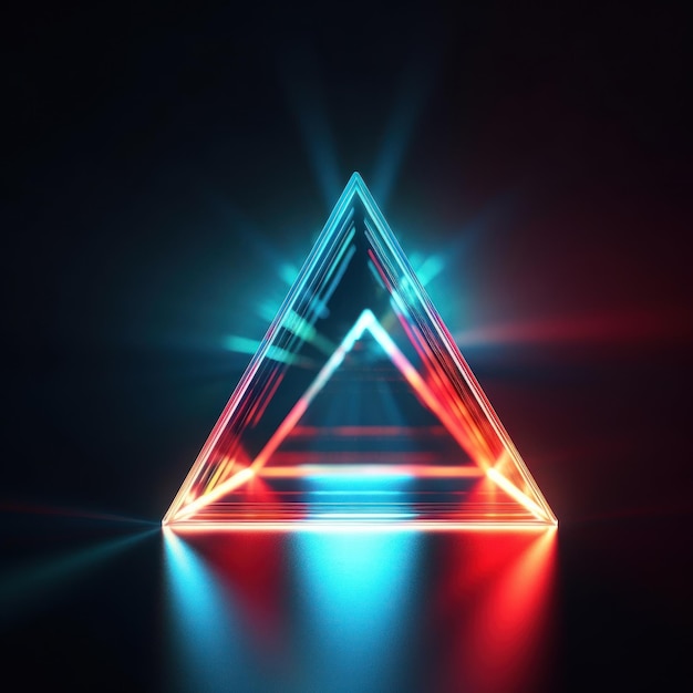 Se ilumina un triángulo de neón con la palabra luz.