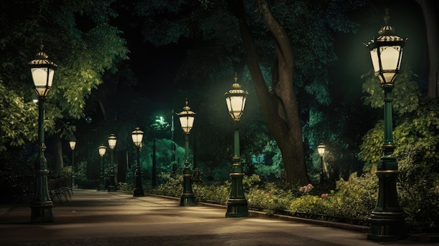 Iluminação de parques Estes elegantes postes de luz em espaços públicos verdes criam um ambiente histórico e tranquilo Perfeito para melhorar a beleza dos parques e passarelas da cidade