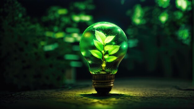 Foto iluminación de energía verde una fusión radiante de naturaleza y tecnología