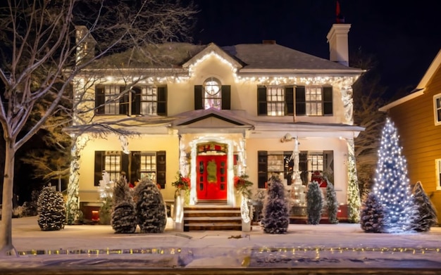 La iluminación festiva captura las encantadoras luces y decoraciones navideñas
