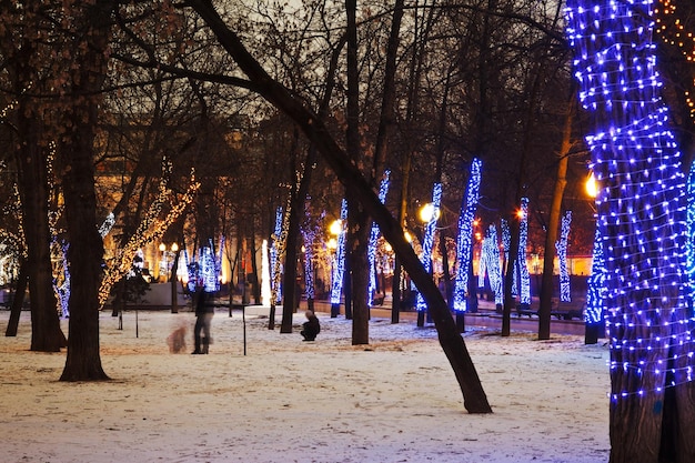 Iluminación nocturna del bulevar de Moscú