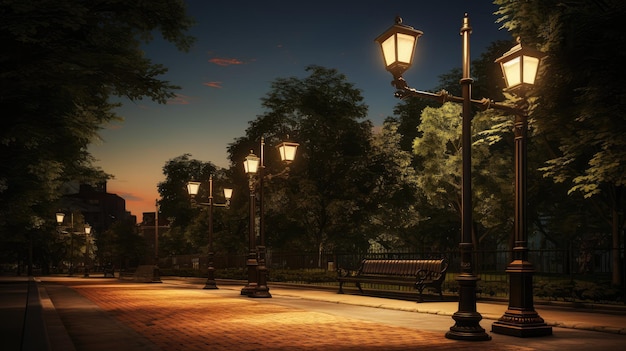Iluminación de parques Estos elegantes postes de luz en espacios públicos verdes crean un ambiente histórico y tranquilo Perfecto para mejorar la belleza de los parques y pasarelas de la ciudad