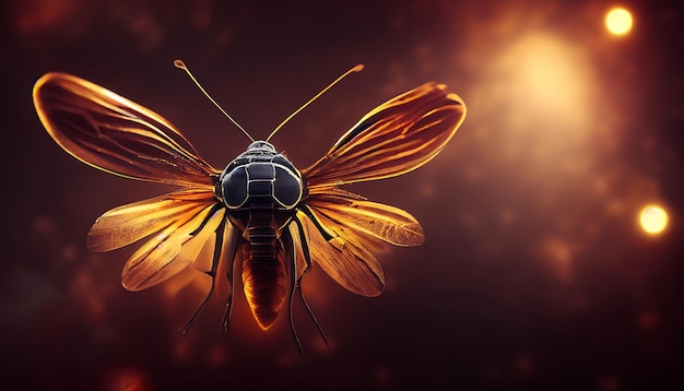 Iluminando 16k firefly insect view detalhado macro zoom com espaço de cópia