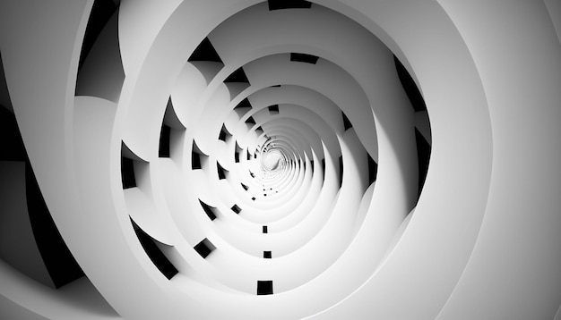 Iluminando el camino Un viaje futurista a través de un túnel en espiral blanco