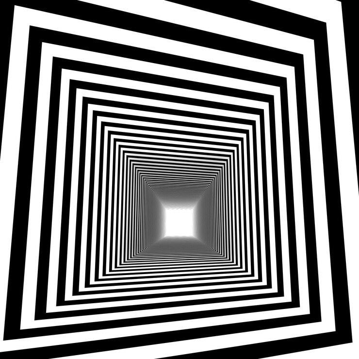 Foto ilusão de ótica., 3d abstrato túnel