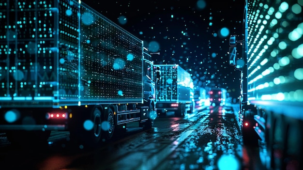Ilusión de flujo de datos de camiones cargados de datos