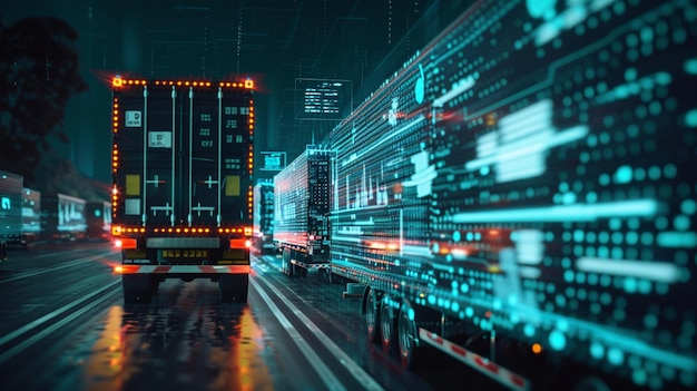 Ilusión de flujo de datos de camiones cargados de datos