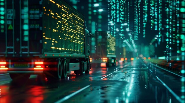 Ilusión de flujo de datos de camiones cargados de datos