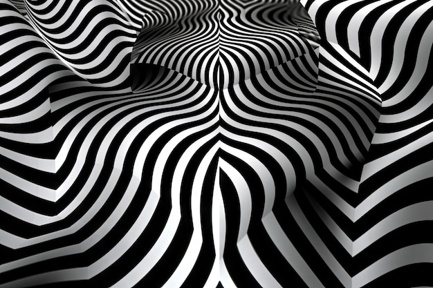 Ilusión óptica de líneas y formas onduladas con fondo borroso creado con ai generativo
