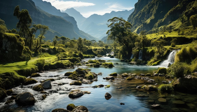 Foto ilustra los impresionantes paisajes de los andes colombianos con imponentes montañas pintorescas vall