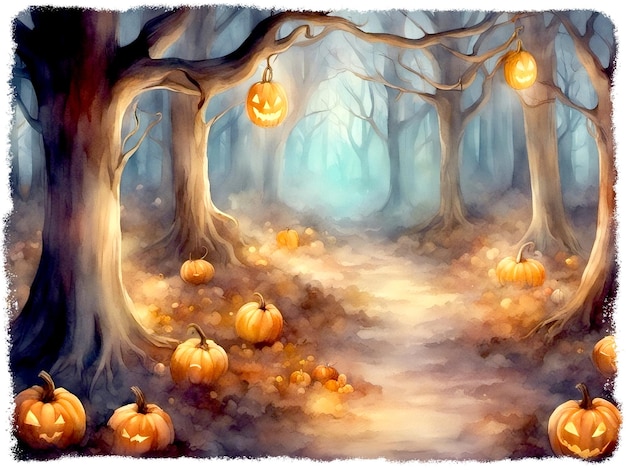 Ilustra??o da floresta assustadora de Halloween