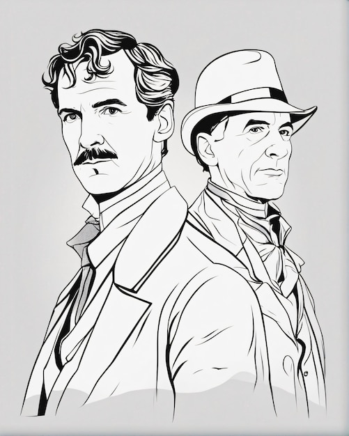 Foto ilustra??o de arte em linha de sherlock holmes