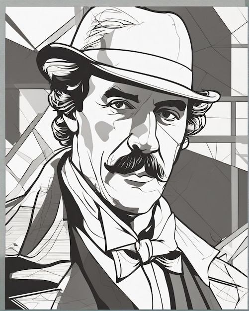 Ilustra??o de arte em linha de Sherlock Holmes