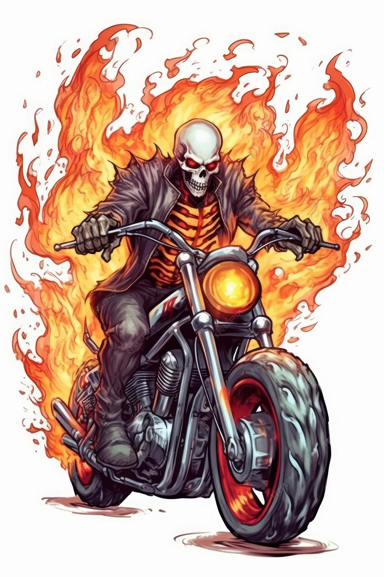 Desenho de ilustração vetorial do motoqueiro fantasma