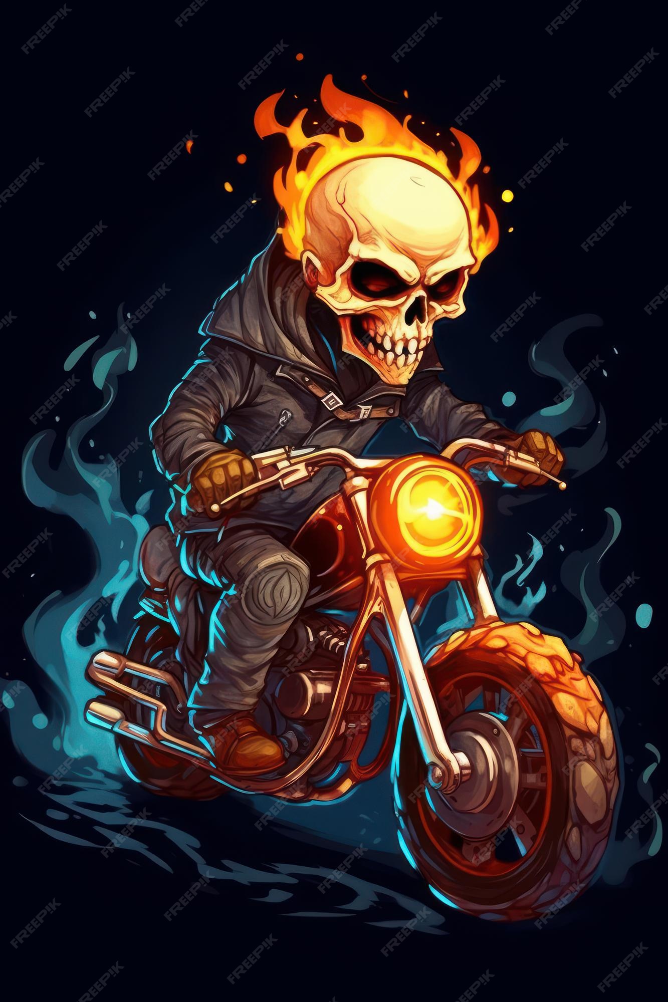 Ilustra??o de halloween dos desenhos animados do motoqueiro