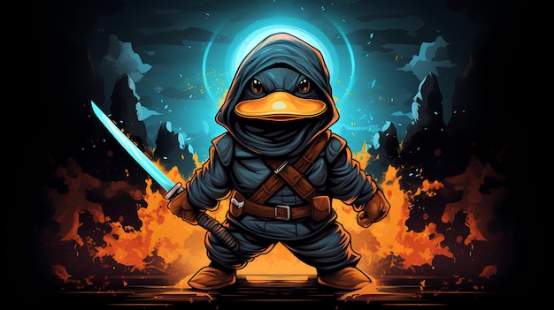 Ilustra??o de pato Samurai