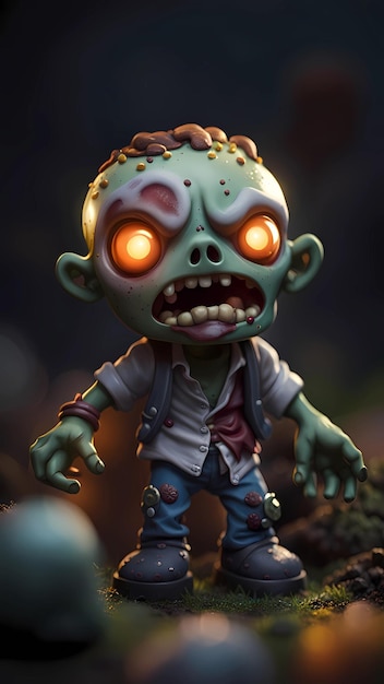 Ilustra??o de personagem de desenho animado zumbi 3D