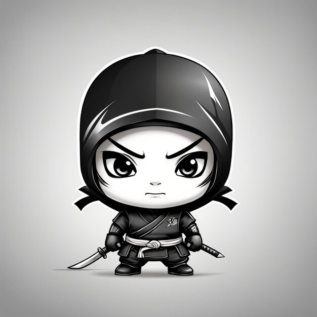 Ilustra??o fofa do logotipo do Chibi Ninja