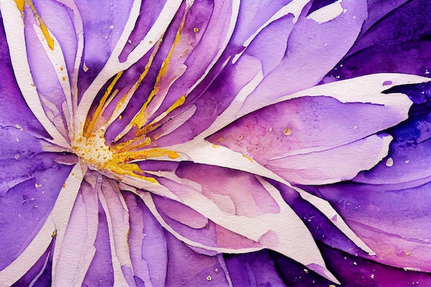 Ilustração 2d abstrata do fundo da arte da flor roxa da aquarela