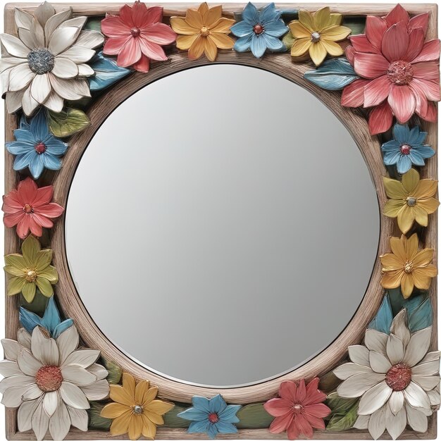 Ilustração 3 d de ornamento floral em forma de moldura de flor isolada em fundo branco3 dr