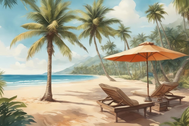 ilustração 3 d de uma bela praia tropical ilustração 3 d de uma bela praia tropical tropical