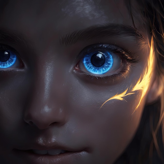 ilustração 3 d de uma linda mulher com olhos azuisilustração digital de uma linda mulher em um azul