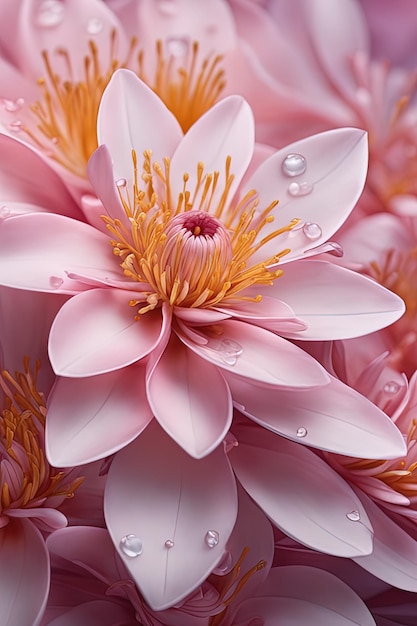Ilustração 3 d fundo de flor rosa flor rosa e branca ilustração 3 d fundo de flor rosa