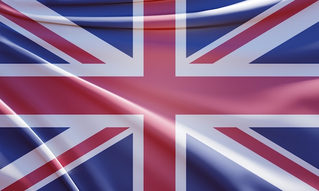 ilustração 3D abstrata da bandeira da Grã-Bretanha em tecido ondulado
