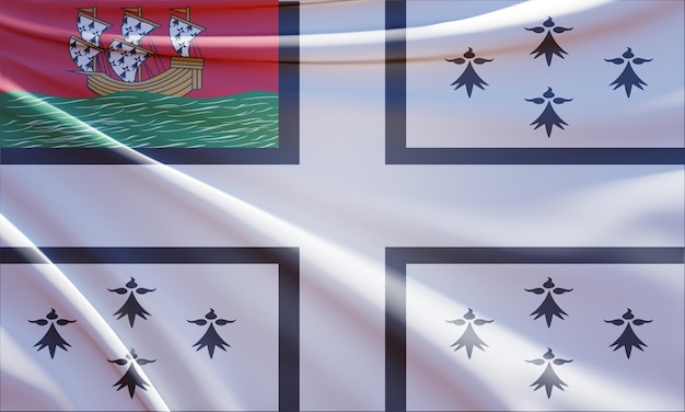ilustração 3d abstrata da bandeira de nantes em tecido ondulado
