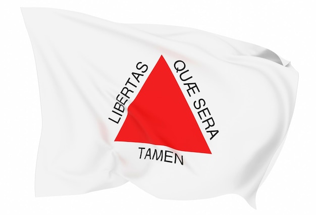 ilustração 3d abstrata da bandeira do estado de minas gerais em tecido ondulado isolado no branco
