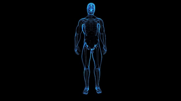 ilustração 3D abstrata de um homem em xray