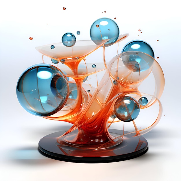 Ilustração 3D abstrata de uma bola de vidro na forma de um planeta