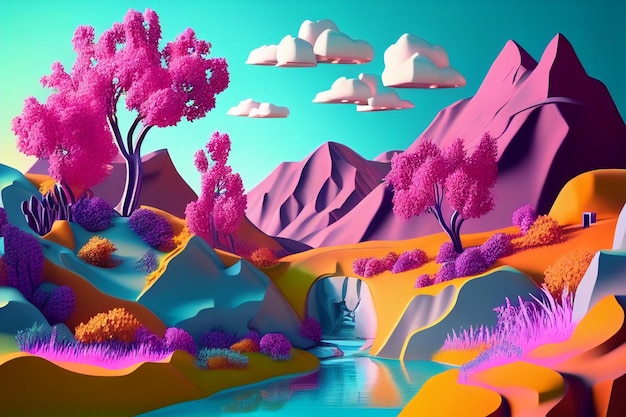 Ilustração 3D abstrata estilizada