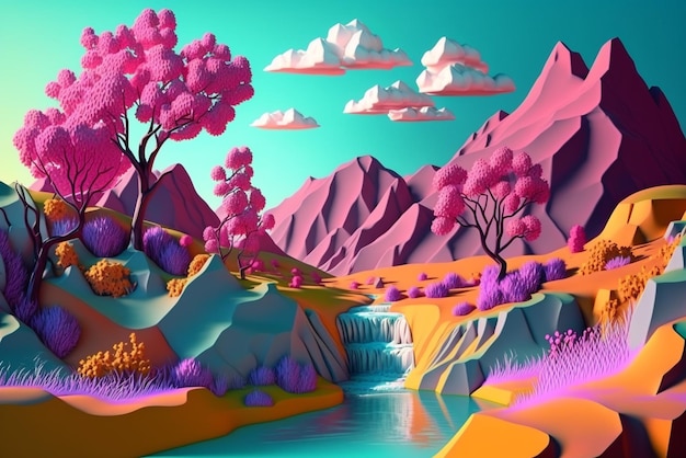 Ilustração 3D abstrata estilizada