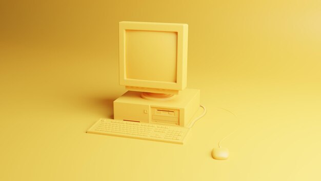 Ilustração 3d amarela de computador moderna