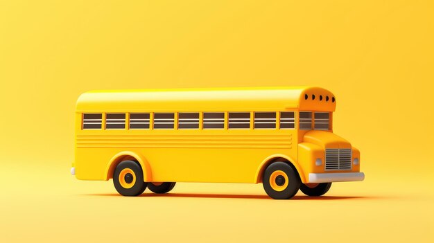 Ilustração 3d Autobus escolar simples em fundo isolado