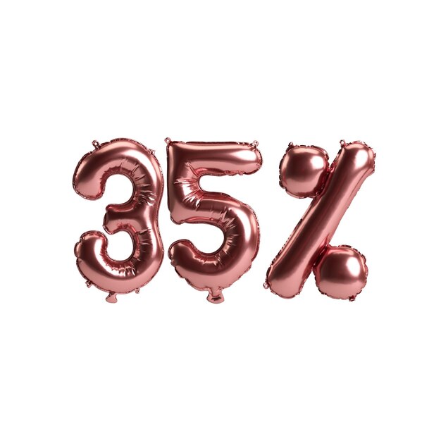 ilustração 3d balões de ouro rosa forma 35 isolado no fundo branco