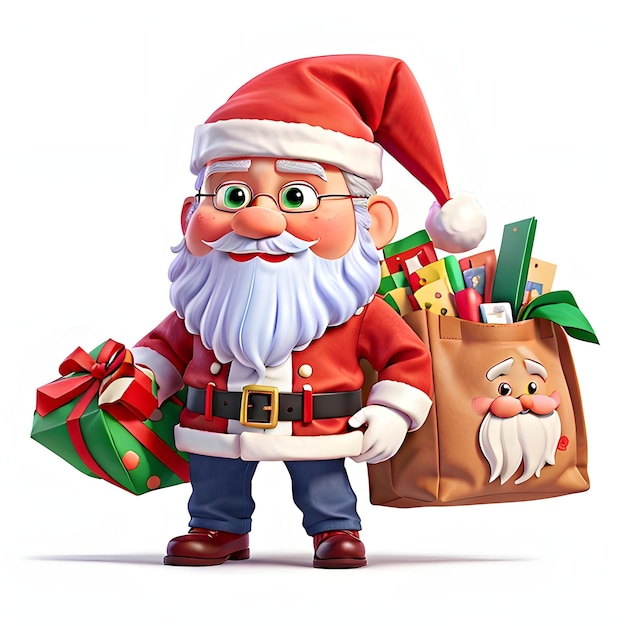 Ilustração 3D bonita de Papai Noel no feliz festival de Natal e Ano Novo Gerado por IA