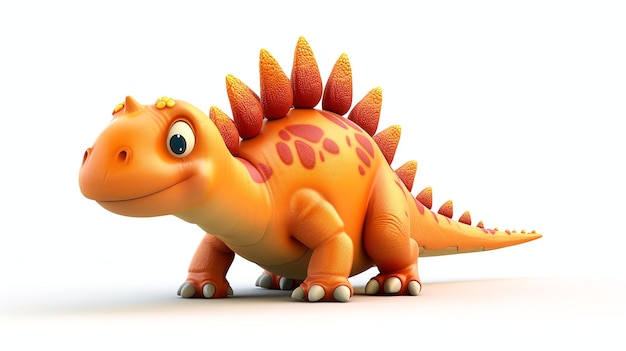 Foto ilustração 3d bonita e colorida de um dinossauro amigável perfeito para livros infantis, jogos e animações