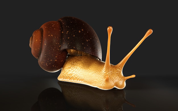 Ilustração 3D Borgonha ou Caracol Comestível Helix pomatia