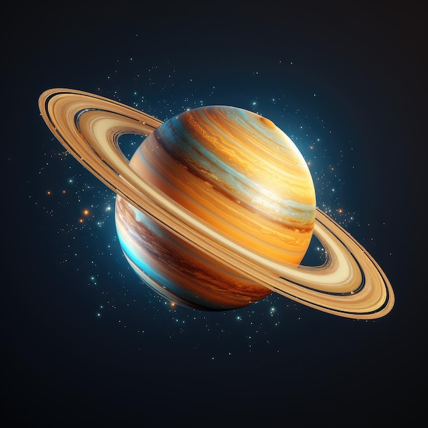 Ilustração 3D cativante e realista de Saturno em isolamento