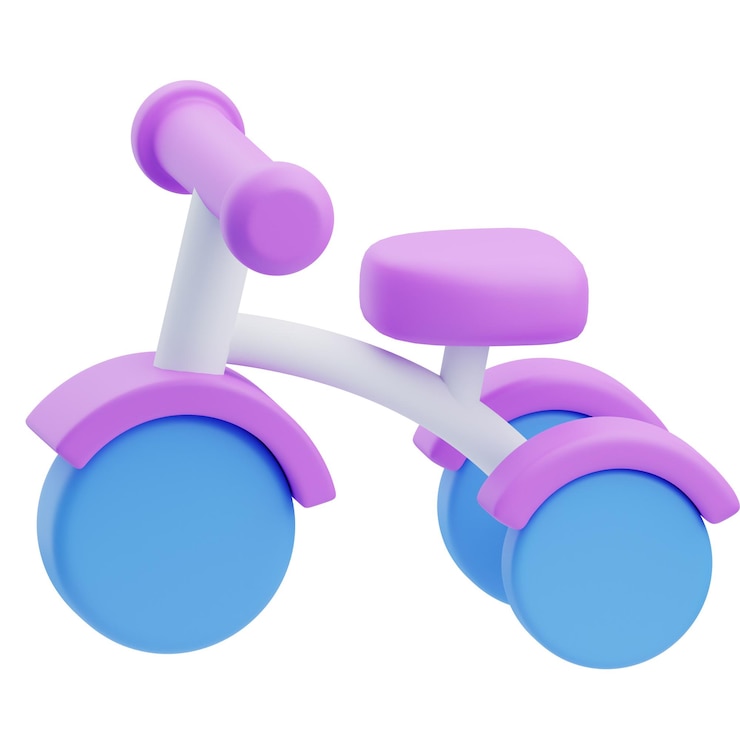 Foto ilustração 3d colorida de brinquedo de triciclo para bebê
