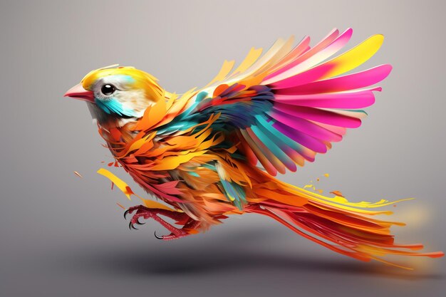 Ilustração 3D com um pássaro realista